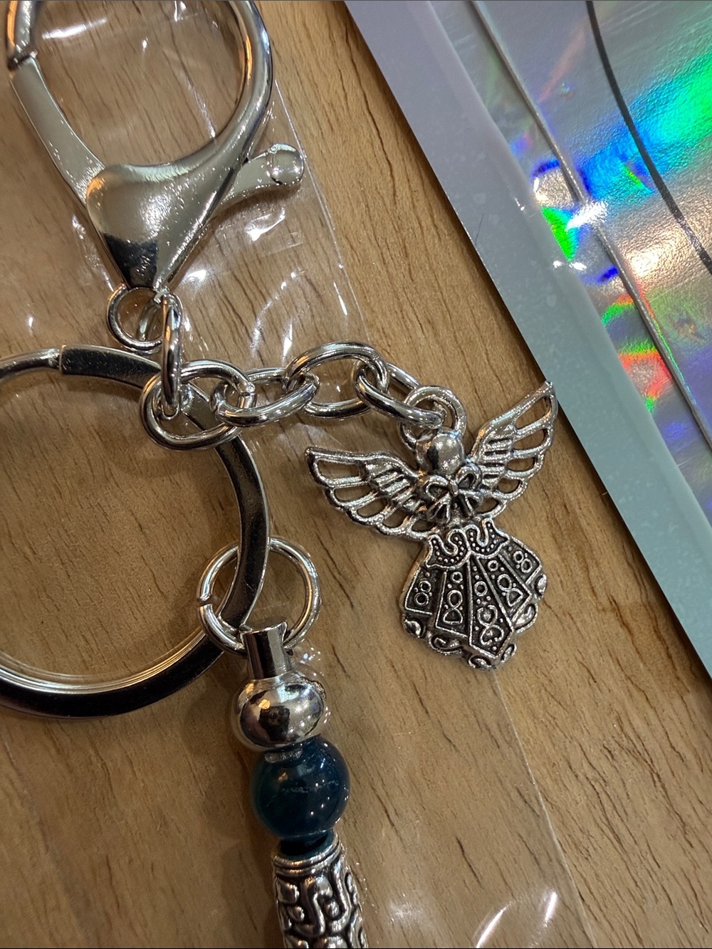 Beaded Angel Keychain with Silver Accents - Multicolor - Picture 5 of 9